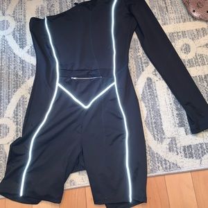 One shoulder biker short one piece